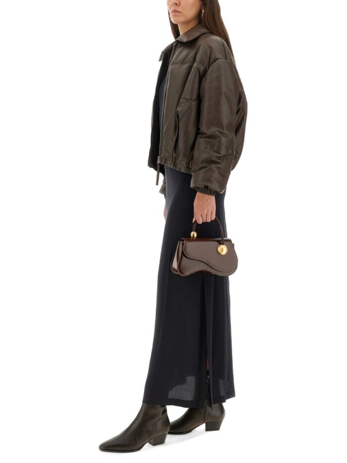 ALYSI LEATHER "PUFFER" DOWN JACKET