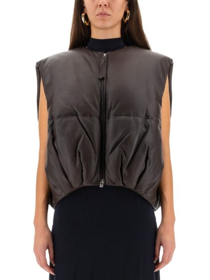 ALYSI LEATHER "PUFFER" VEST