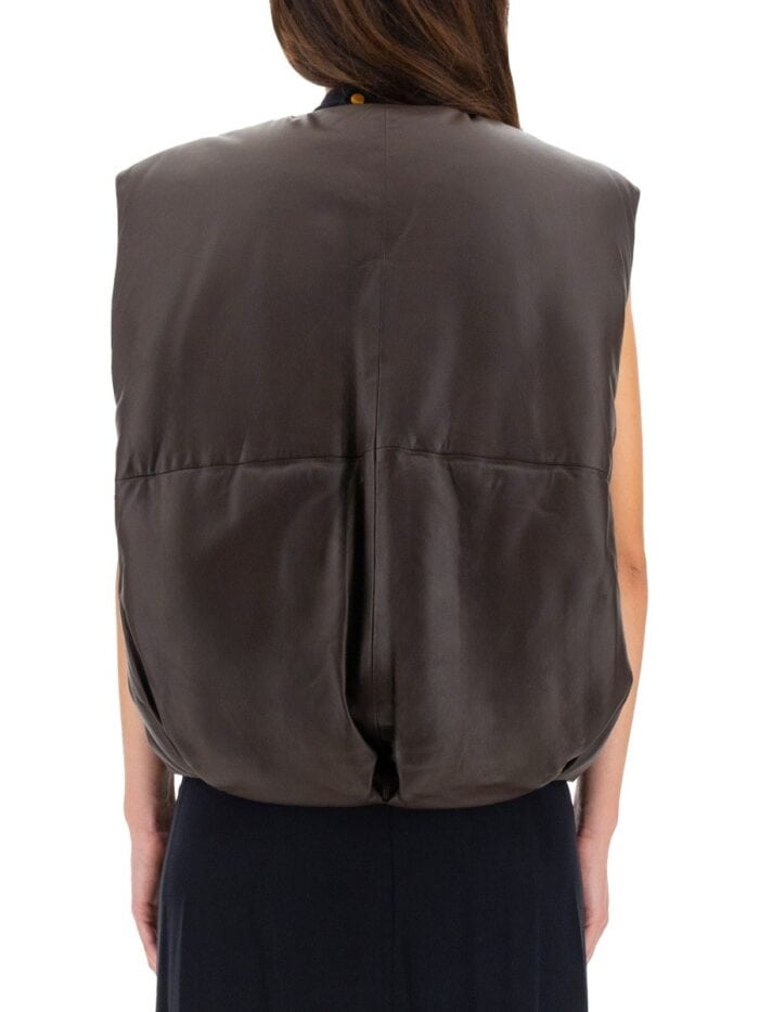 ALYSI LEATHER "PUFFER" VEST