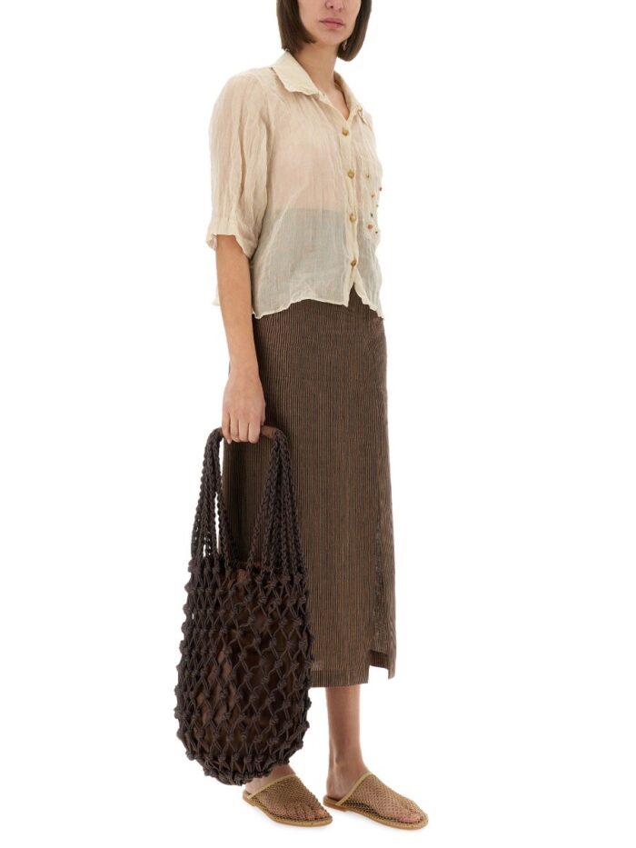 ALYSI "MICRO STRIPE" LONGUETTE SKIRT