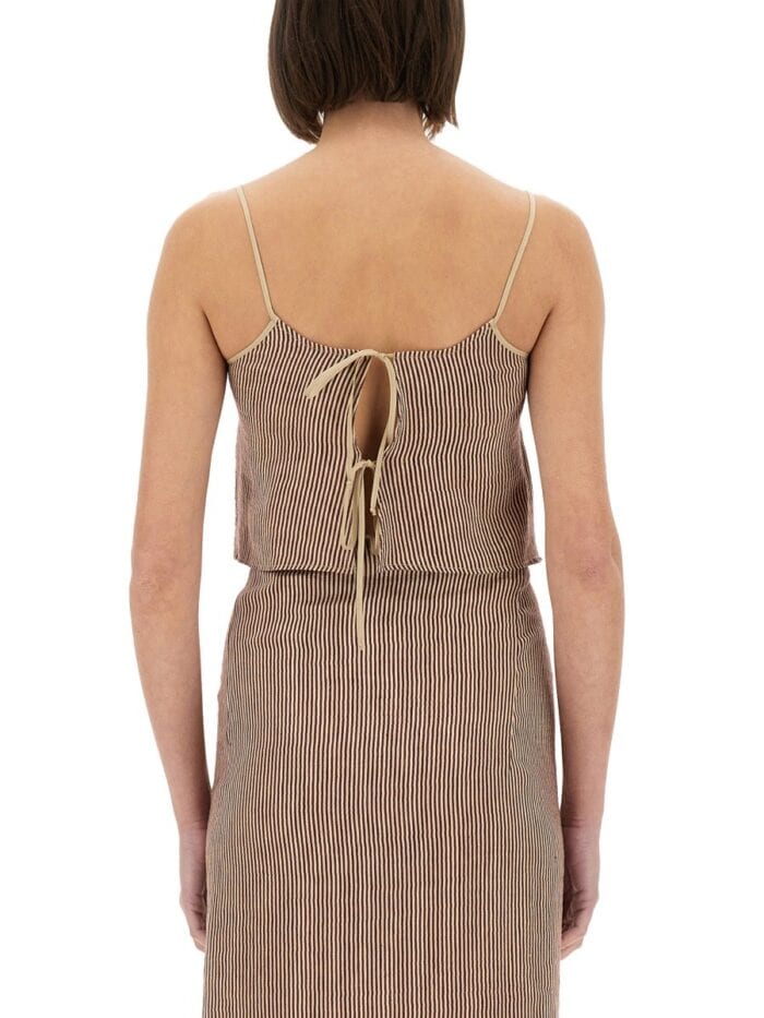 ALYSI "MICRO STRIPE" TOP WITH LACES