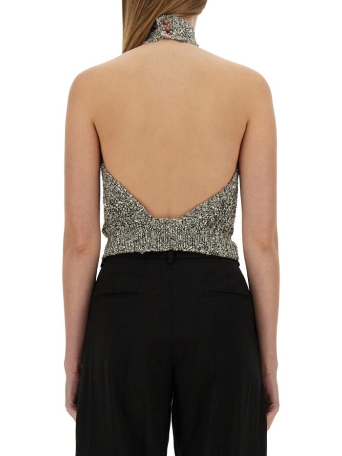 ALYSI SEQUINED TRICOT TOP