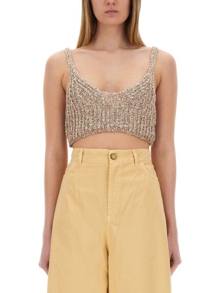 ALYSI SEQUINED TRICOT TOP