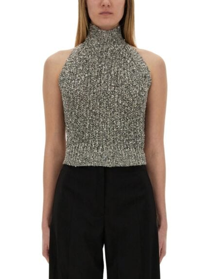 ALYSI SEQUINED TRICOT TOP