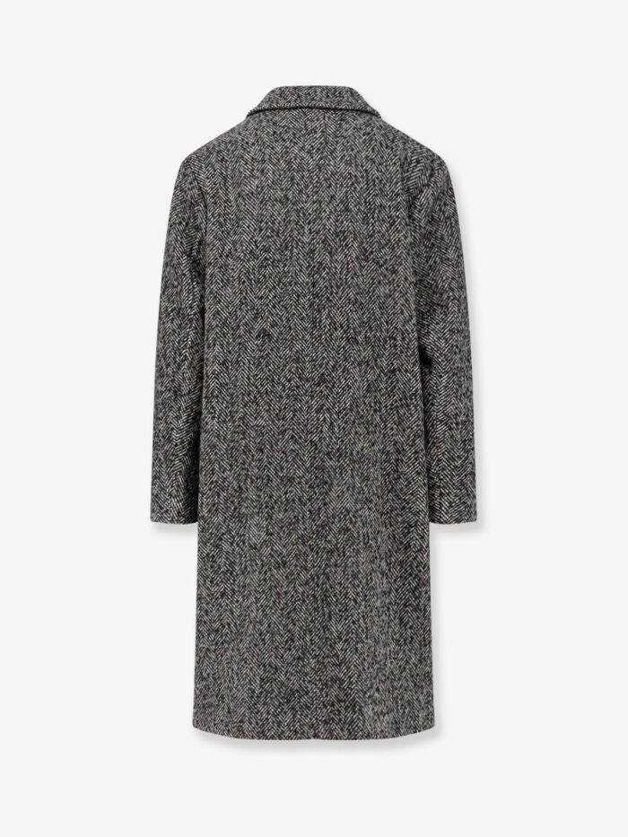 AMARANTO Herringbone Pattern Wool Coat