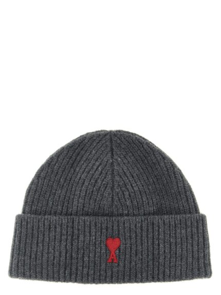 AMI PARIS Virgin Wool Hat With Embroidered Logo On The Front