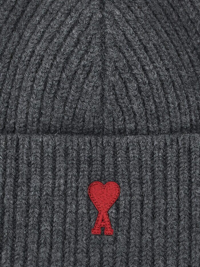 AMI PARIS Virgin Wool Hat With Embroidered Logo On The Front
