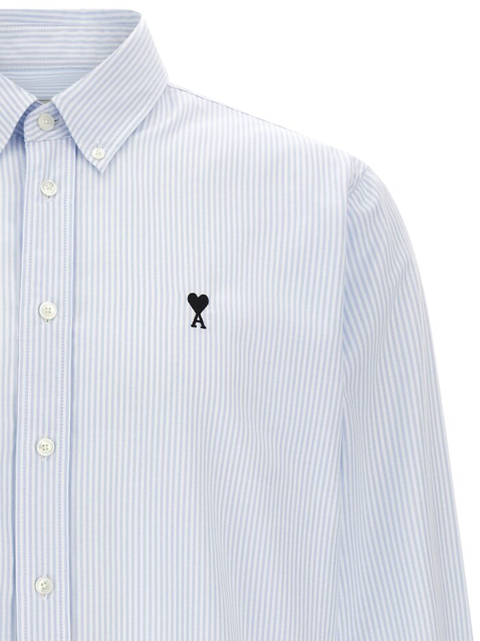 AMI PARIS 'Ami De Coeur' Blue Stripes Shirt
