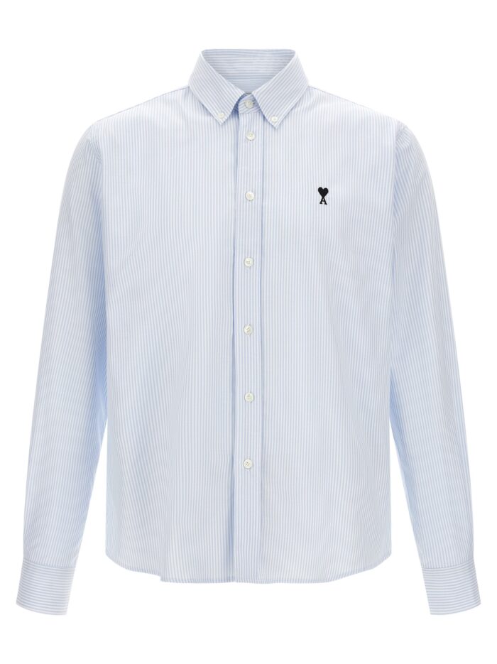 ami paris 'ami de coeur' blue stripes shirt AMI PARIS 'Ami De Coeur' Blue Stripes Shirt