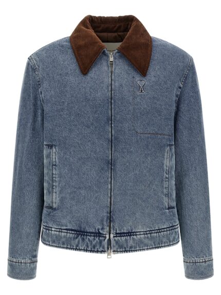 AMI PARIS Ami De Coeur Padded Denim Jacket With Zip