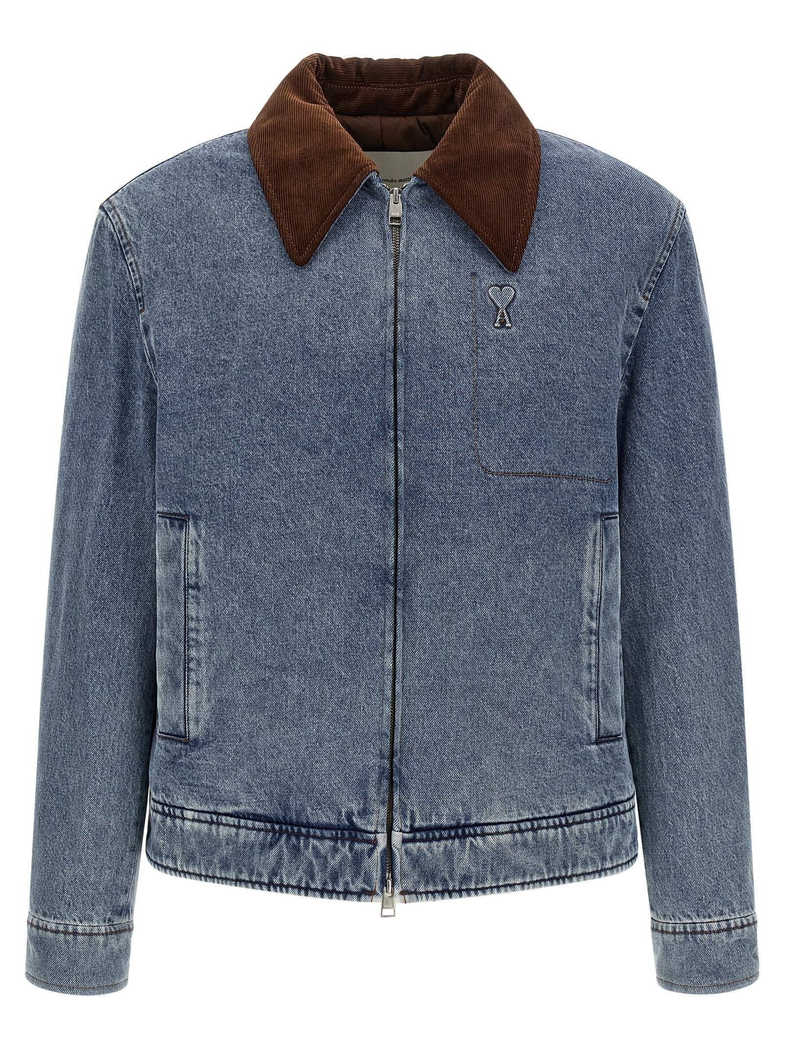 AMI PARIS Ami De Coeur Padded Denim Jacket With Zip