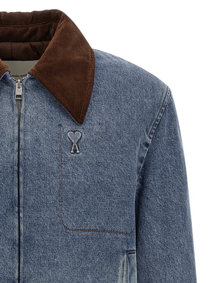 AMI PARIS Ami De Coeur Padded Denim Jacket With Zip
