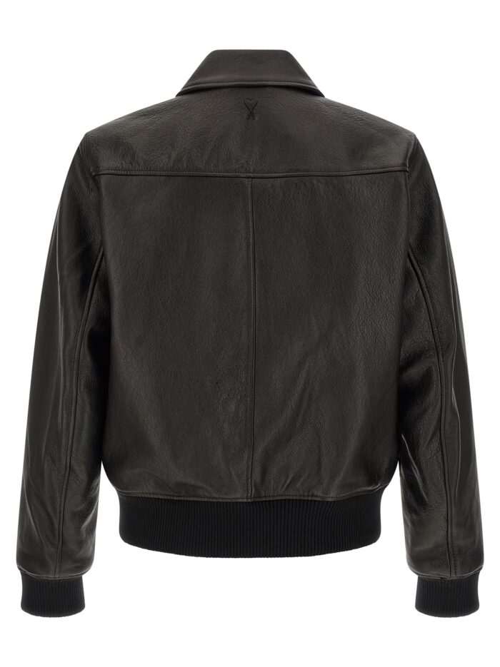 AMI PARIS 'Ami De Coeur' Leather Bomber Jacket