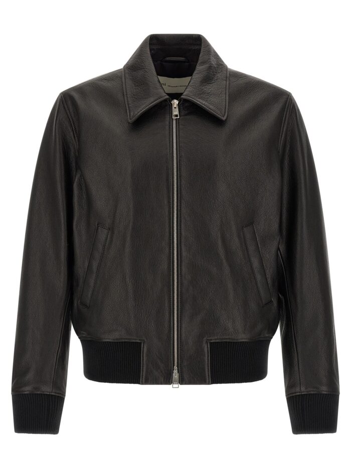 ami paris 'ami de coeur' leather bomber jacket AMI PARIS 'Ami De Coeur' Leather Bomber Jacket
