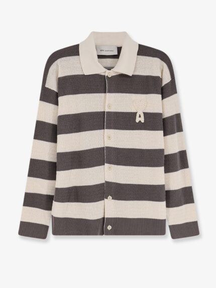 AMI PARIS Ami De Coeur Striped Cotton Cardigan