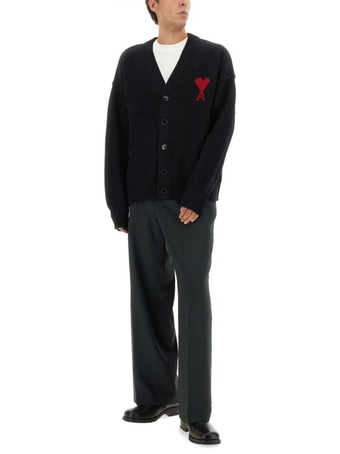 AMI PARIS CARDIGAN WITH INLAY LOGO