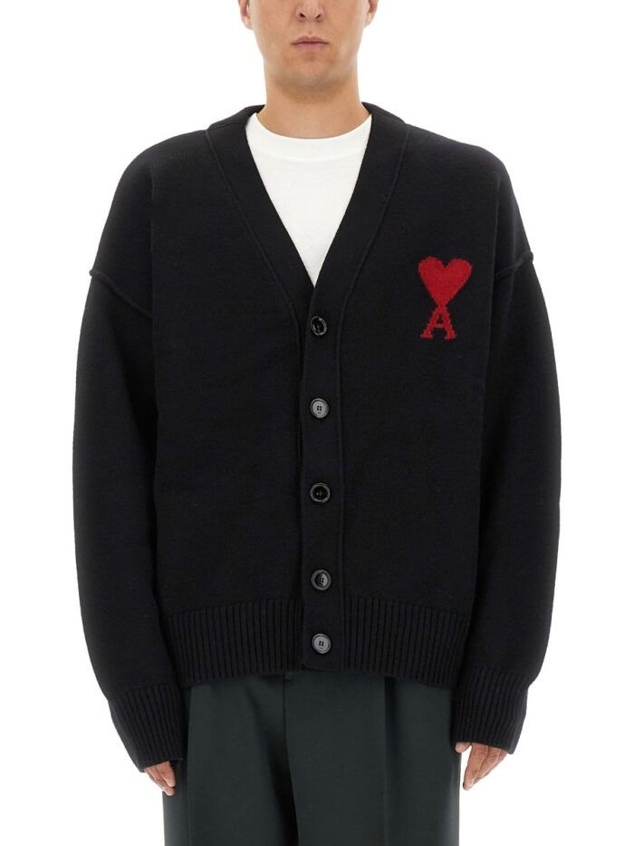 AMI PARIS CARDIGAN WITH INLAY LOGO