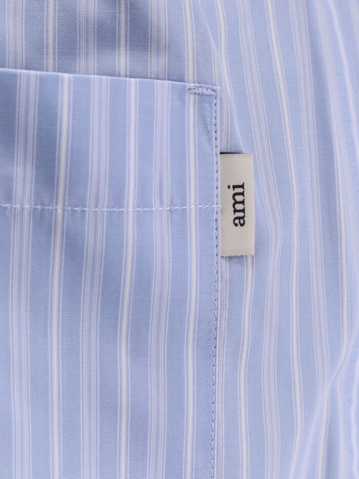 AMI PARIS Cotton Bermuda Shorts With Striped Pattern