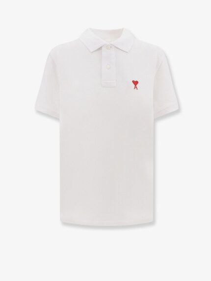 AMI PARIS Cotton Polo Shirt With Iconic Embroidery