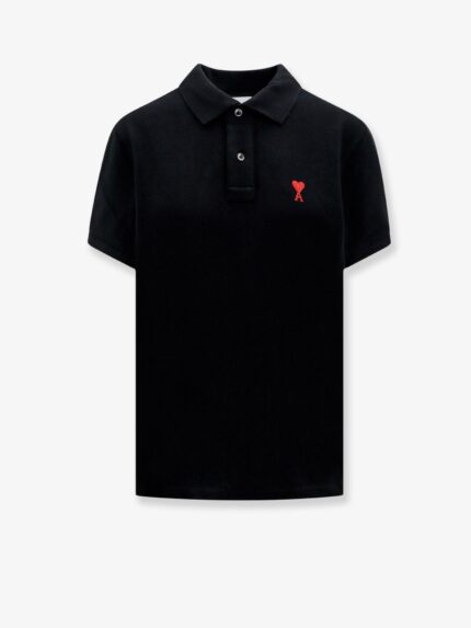 AMI PARIS Cotton Polo Shirt With Iconic Embroidery
