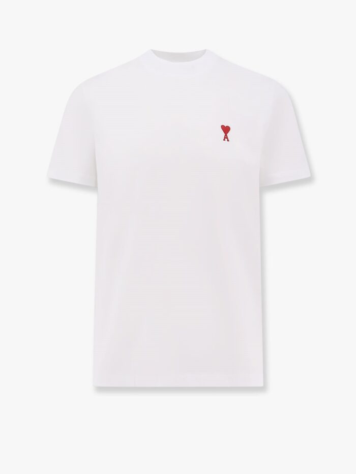 ami paris cotton t shirt with iconic embroidery AMI PARIS Cotton T-shirt With Iconic Embroidery
