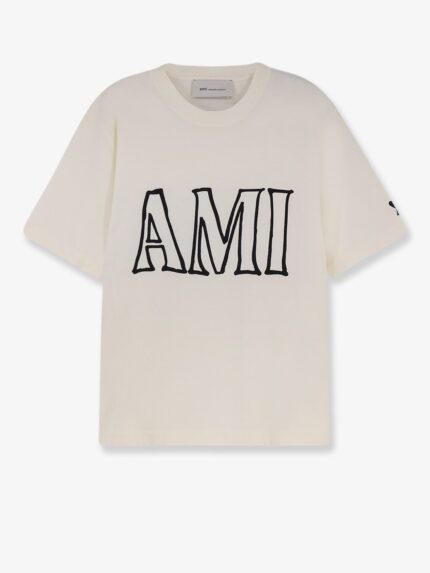 AMI PARIS Cotton T-shirt With Maxi Frontal Logo