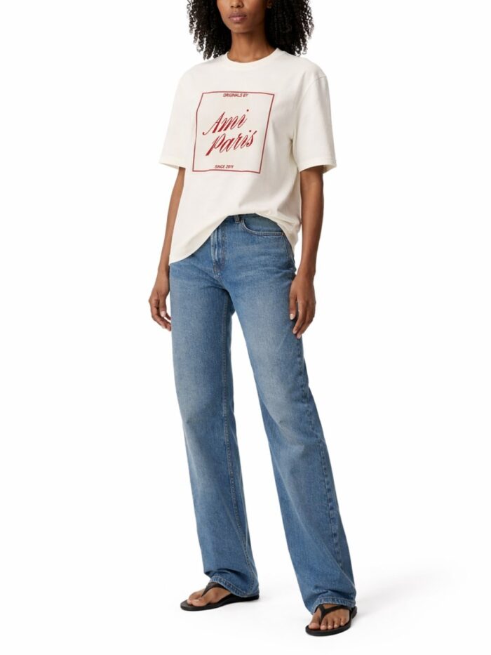 AMI PARIS COTTON T-SHIRT WITH PRINT