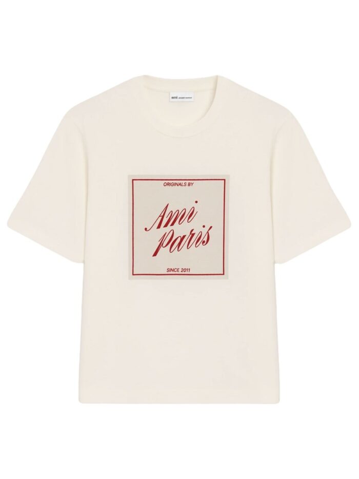 AMI PARIS COTTON T-SHIRT WITH PRINT