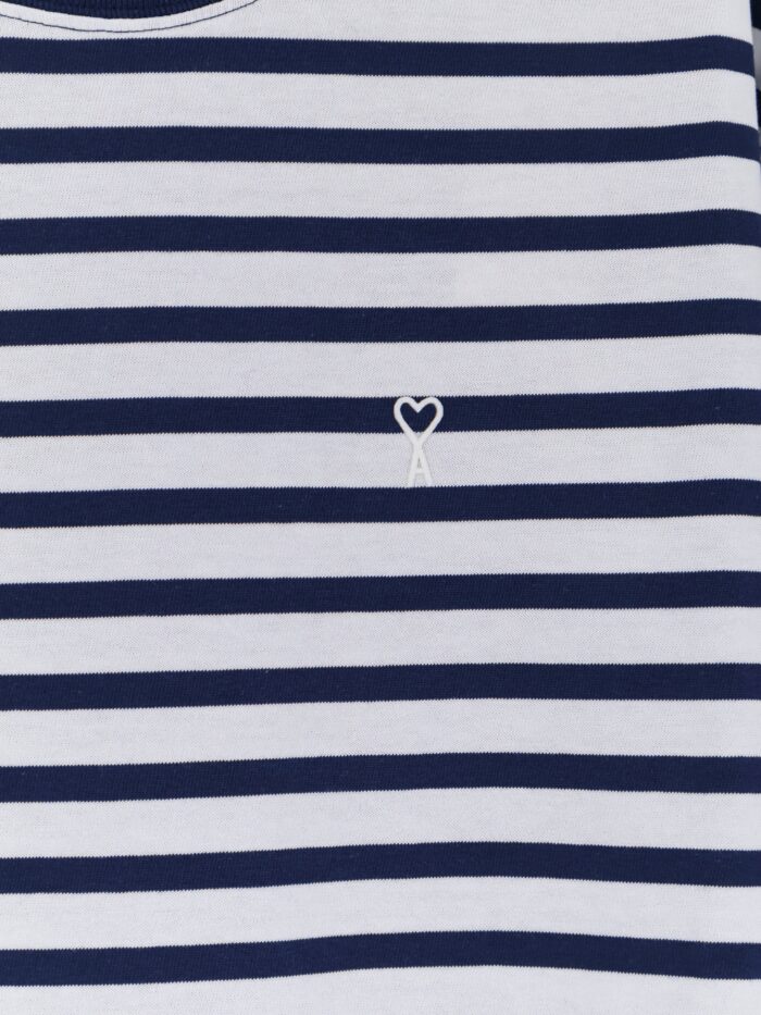 AMI PARIS Cotton T-shirt With Striped Pattern