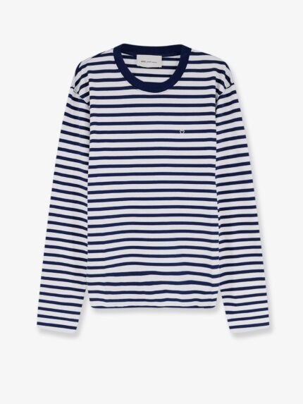 AMI PARIS Cotton T-shirt With Striped Pattern