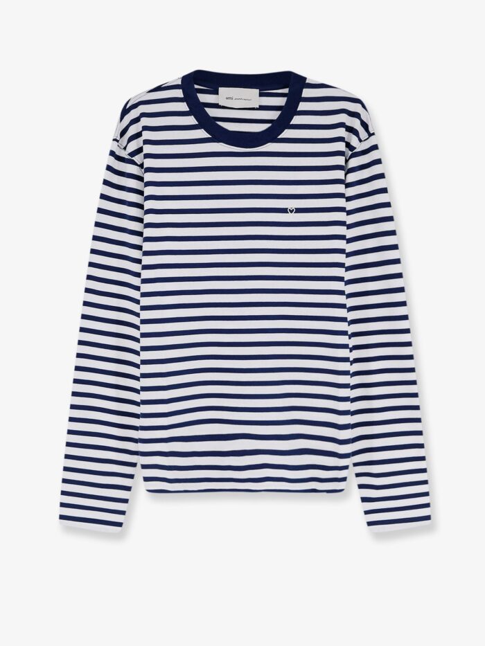 AMI PARIS Cotton T-shirt With Striped Pattern