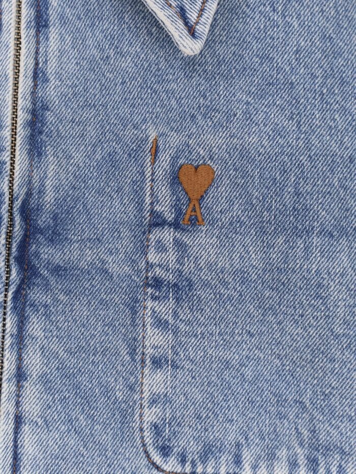 AMI PARIS Denim Jacket With Iconic Logo On The Front
