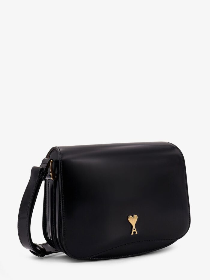 AMI PARIS Leather Shoulder Bag With Logo Monogram