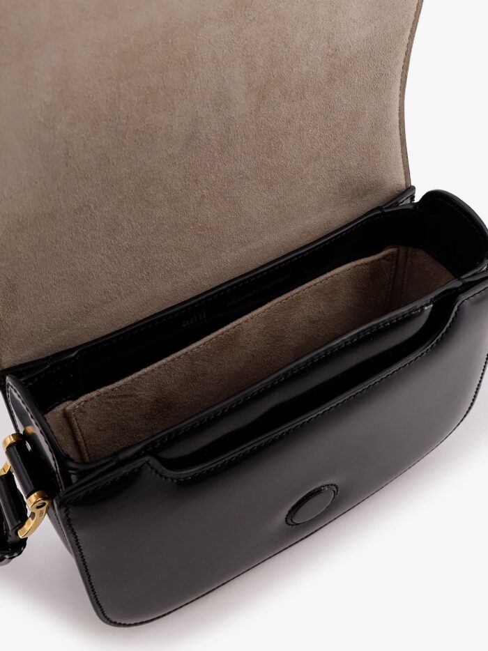 AMI PARIS Leather Shoulder Bag With Logo Monogram