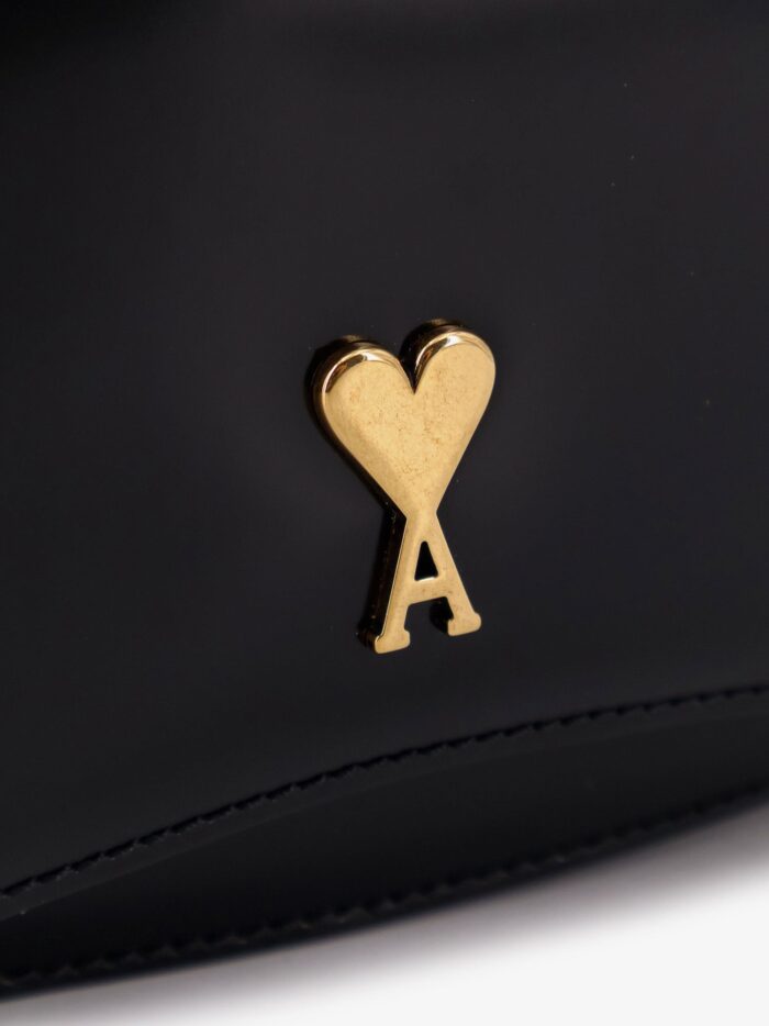 AMI PARIS Leather Shoulder Bag With Logo Monogram