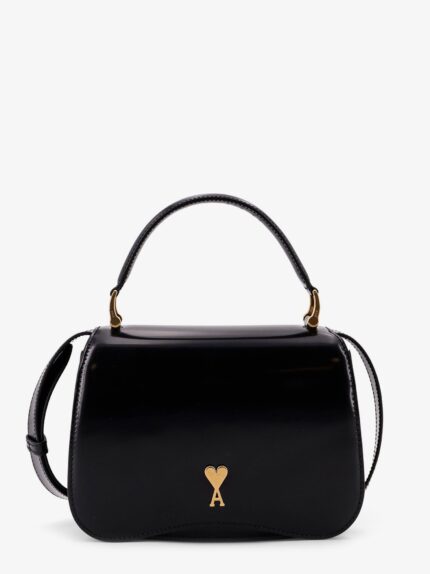 AMI PARIS Leather Shoulder Bag With Monogram Logo