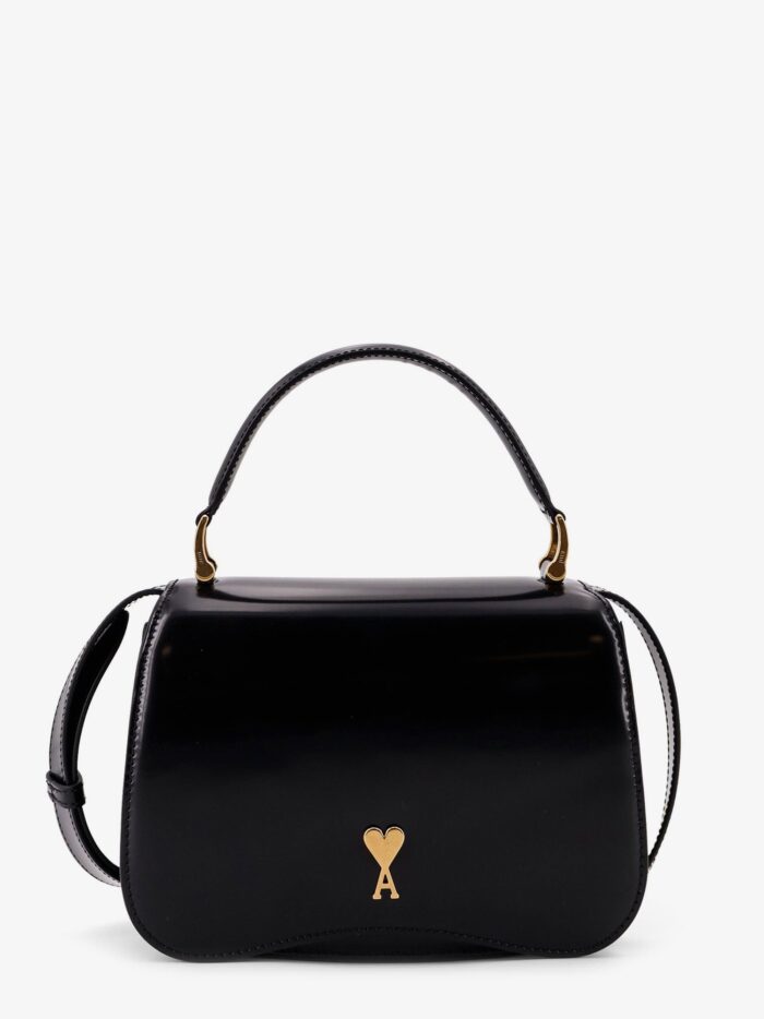 AMI PARIS Leather Shoulder Bag With Monogram Logo