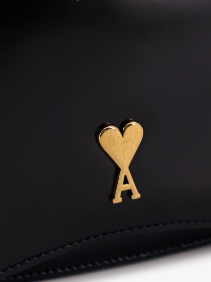 AMI PARIS Leather Shoulder Bag With Monogram Logo