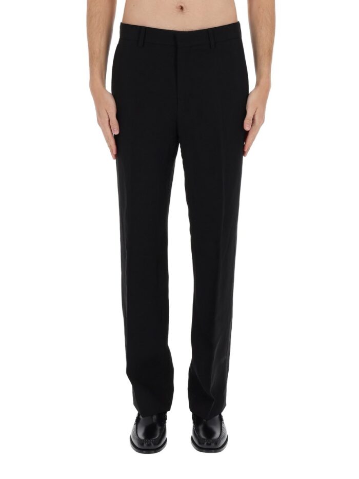 AMI PARIS LINEN BLEND STRAIGHT PANTS