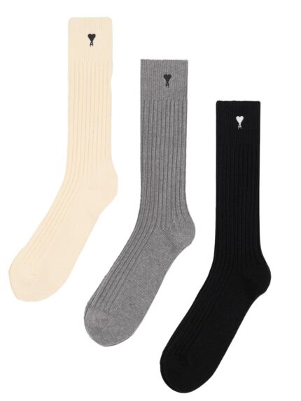 AMI PARIS SET OF THREE PAIRS OF "AMI DE COEUR" SOCKS