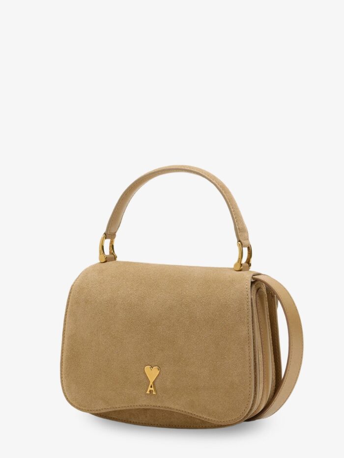 AMI PARIS Suede Crossbody Bag With Metal Logo On The Front