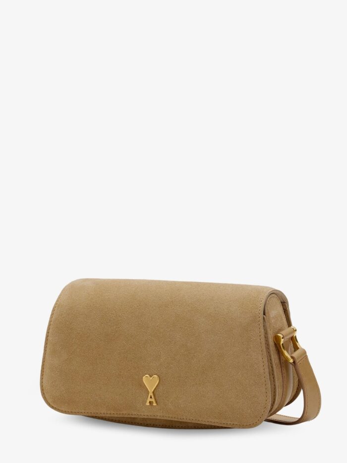 AMI PARIS Suede Shoulder Bag With Logo On The Front