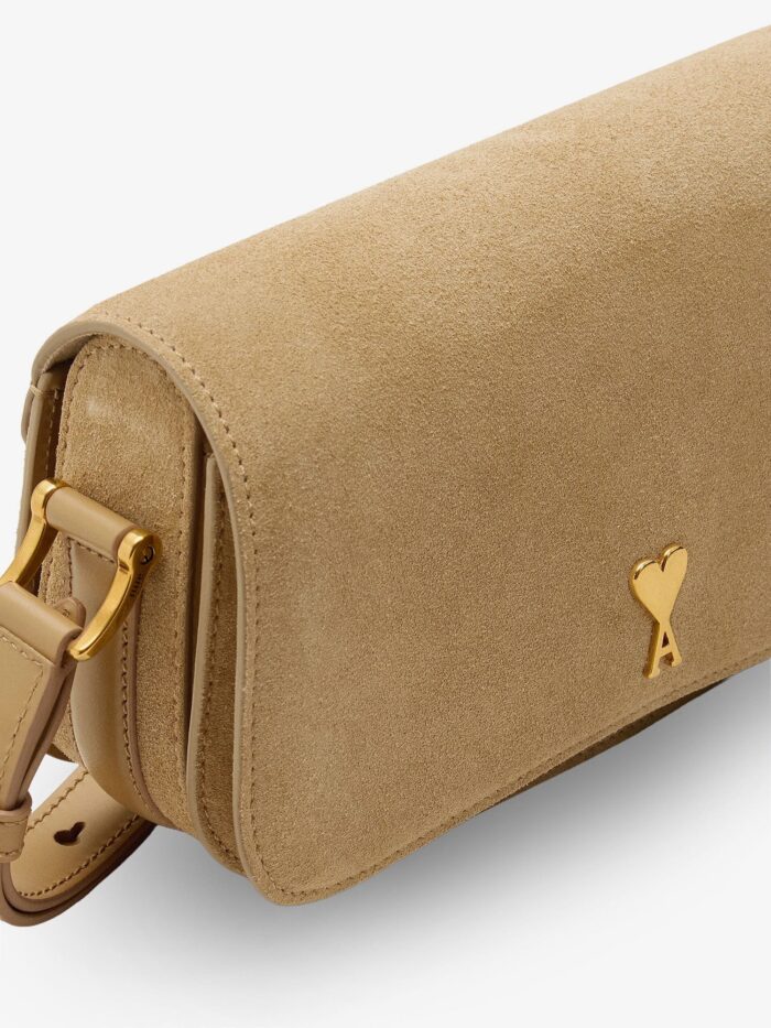 AMI PARIS Suede Shoulder Bag With Logo On The Front