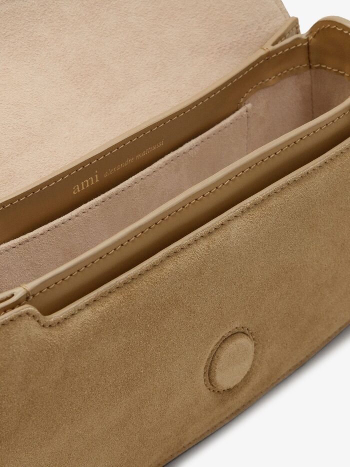 AMI PARIS Suede Shoulder Bag With Logo On The Front