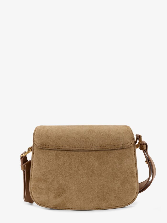 AMI PARIS Suede Shoulder Bag With Metal Logo On The Front