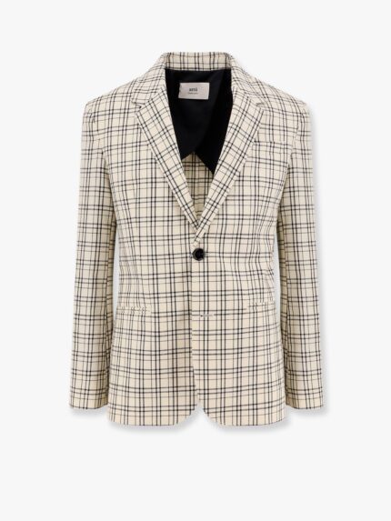 AMI PARIS Virgin Wool Blazer With Madras Motif