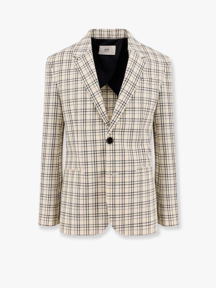 AMI PARIS Virgin Wool Blazer With Madras Motif