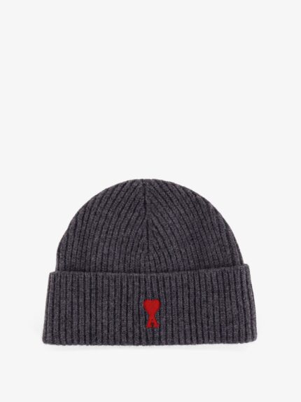 AMI PARIS Virgin Wool Hat With Embroidered Logo On The Front