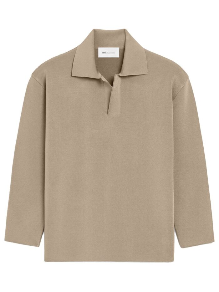 AMI PARIS WOOL BLEND POLO SHIRT