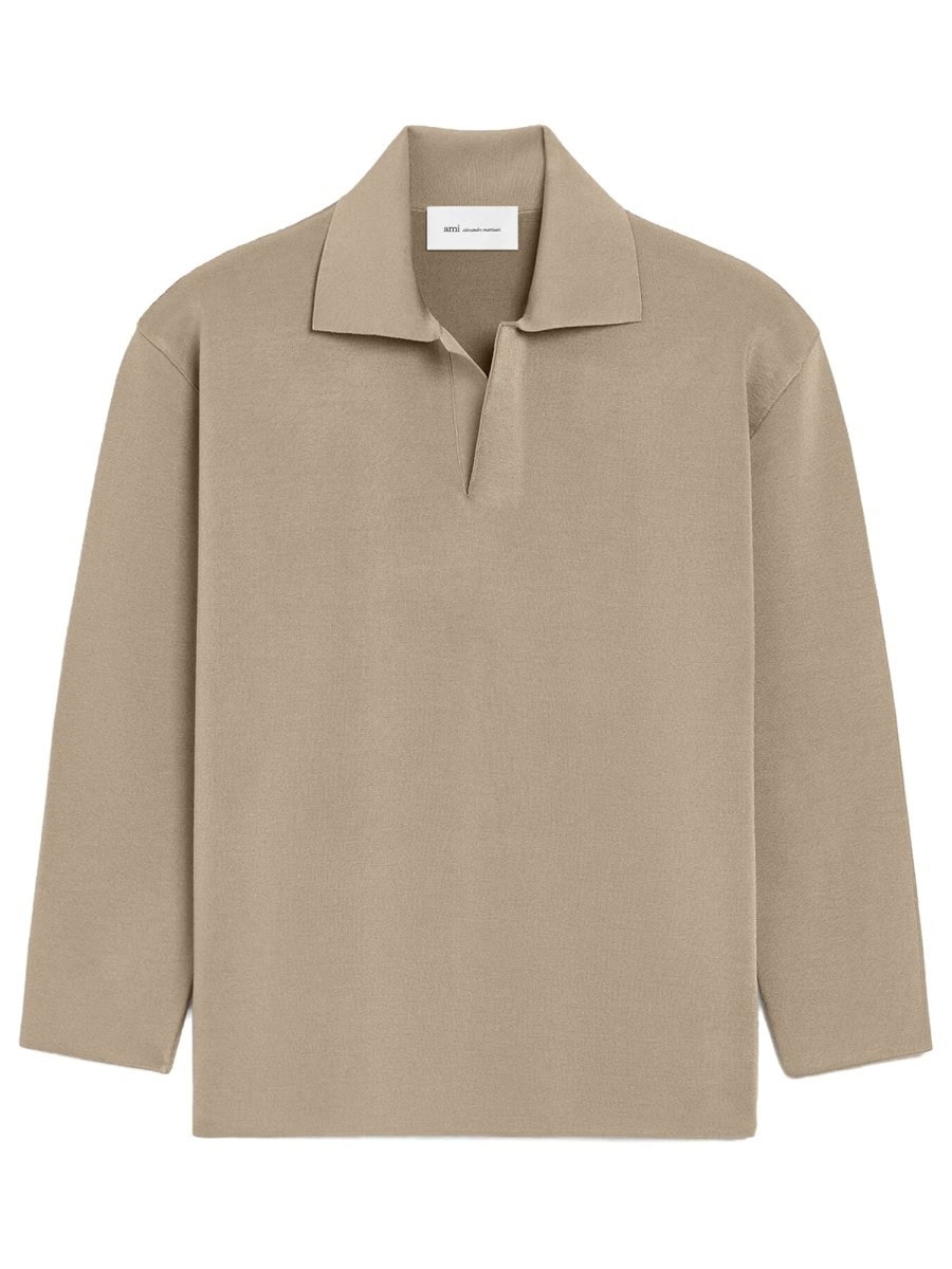 AMI PARIS WOOL BLEND POLO SHIRT